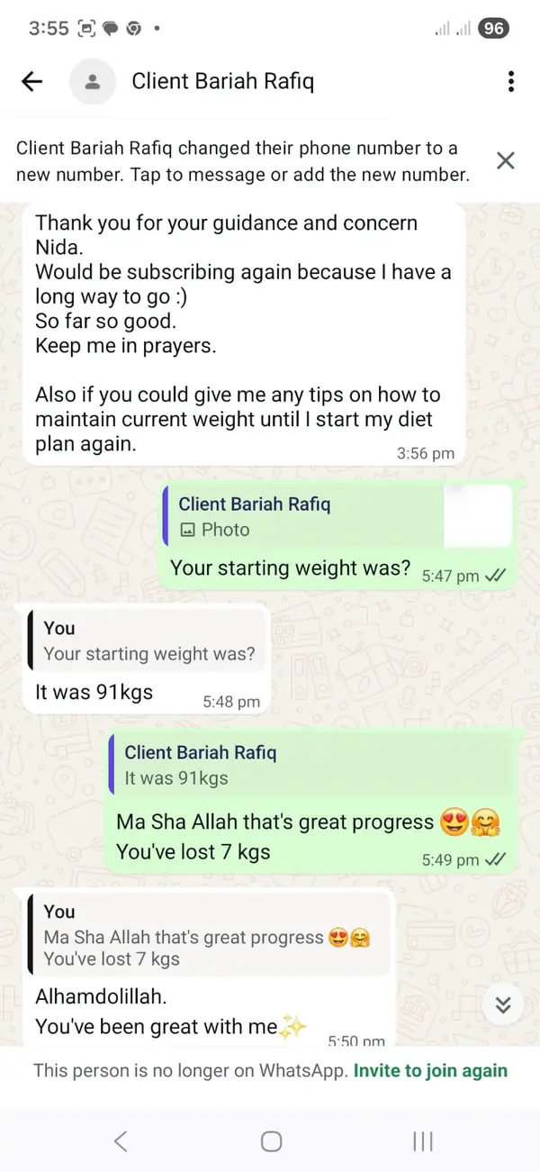 WhatsApp message from Bariah Rafiq