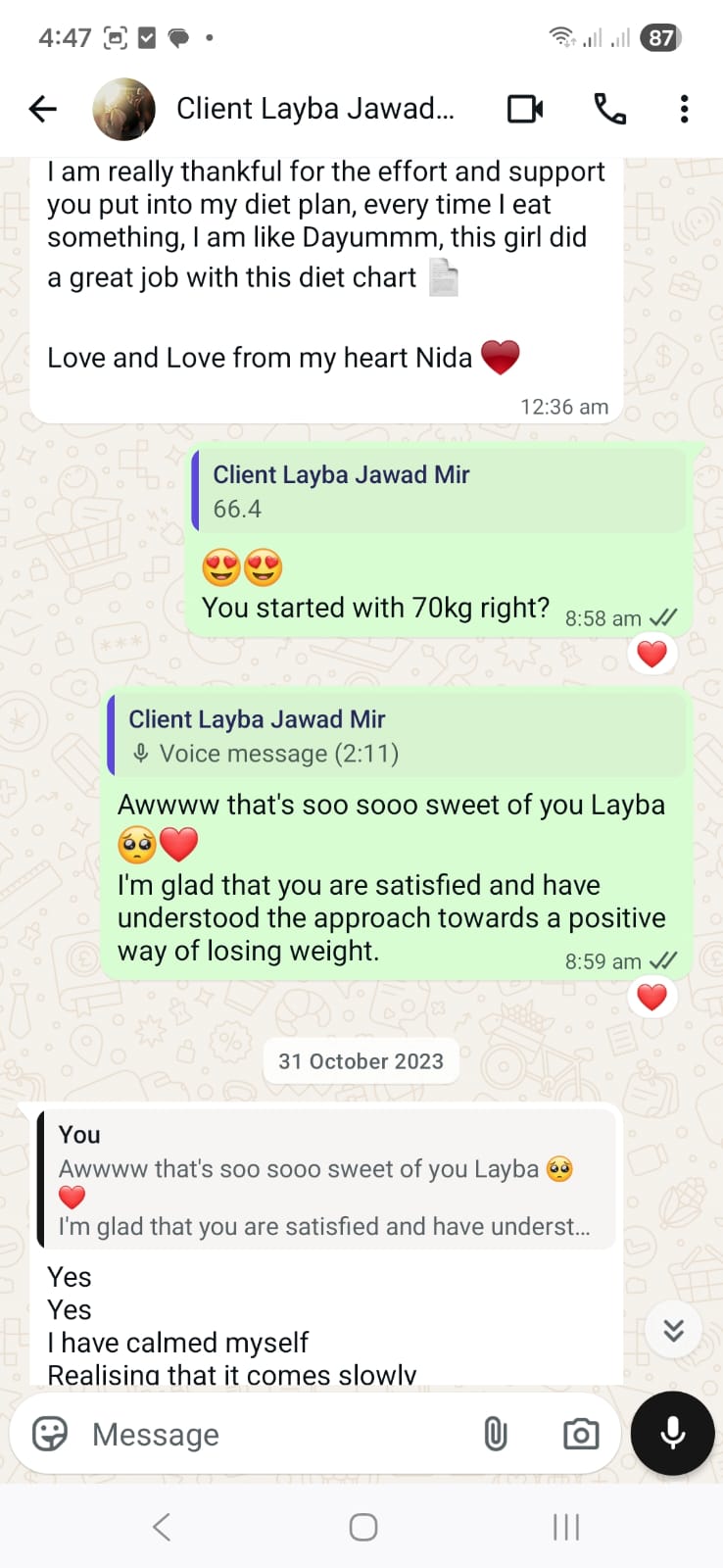 NutriZaika client result