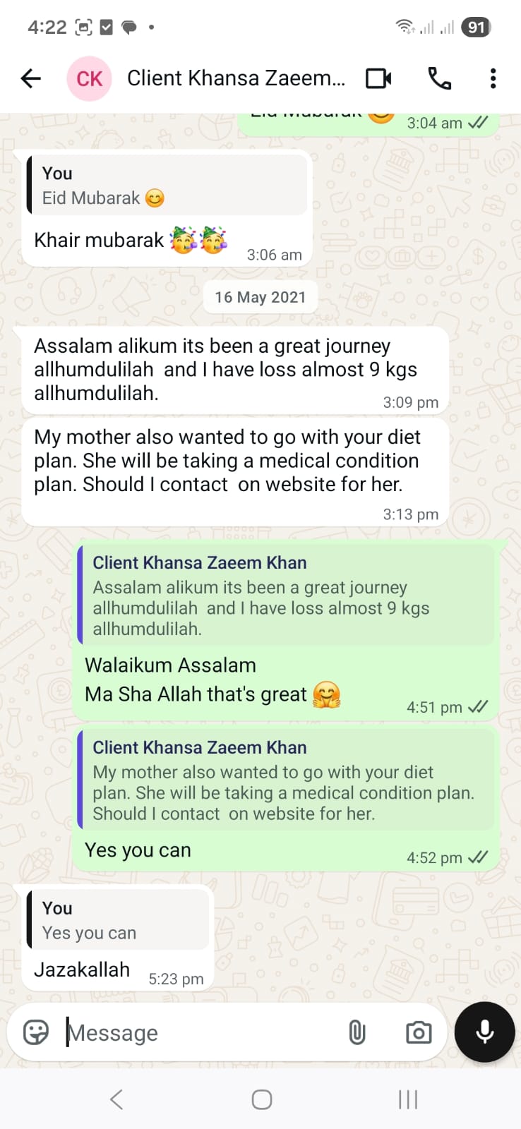 NutriZaika client result