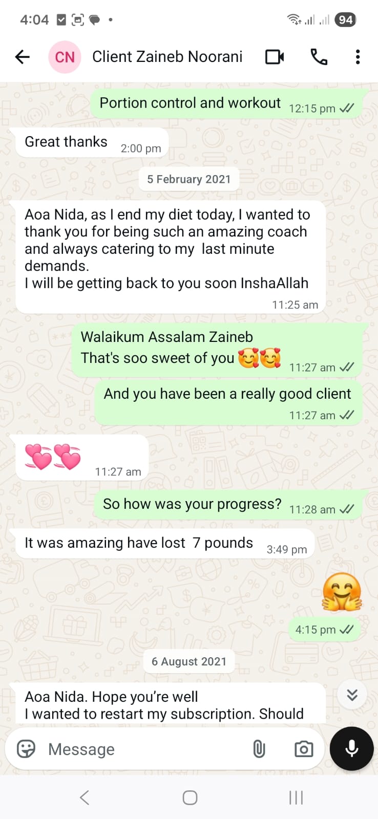 NutriZaika client result